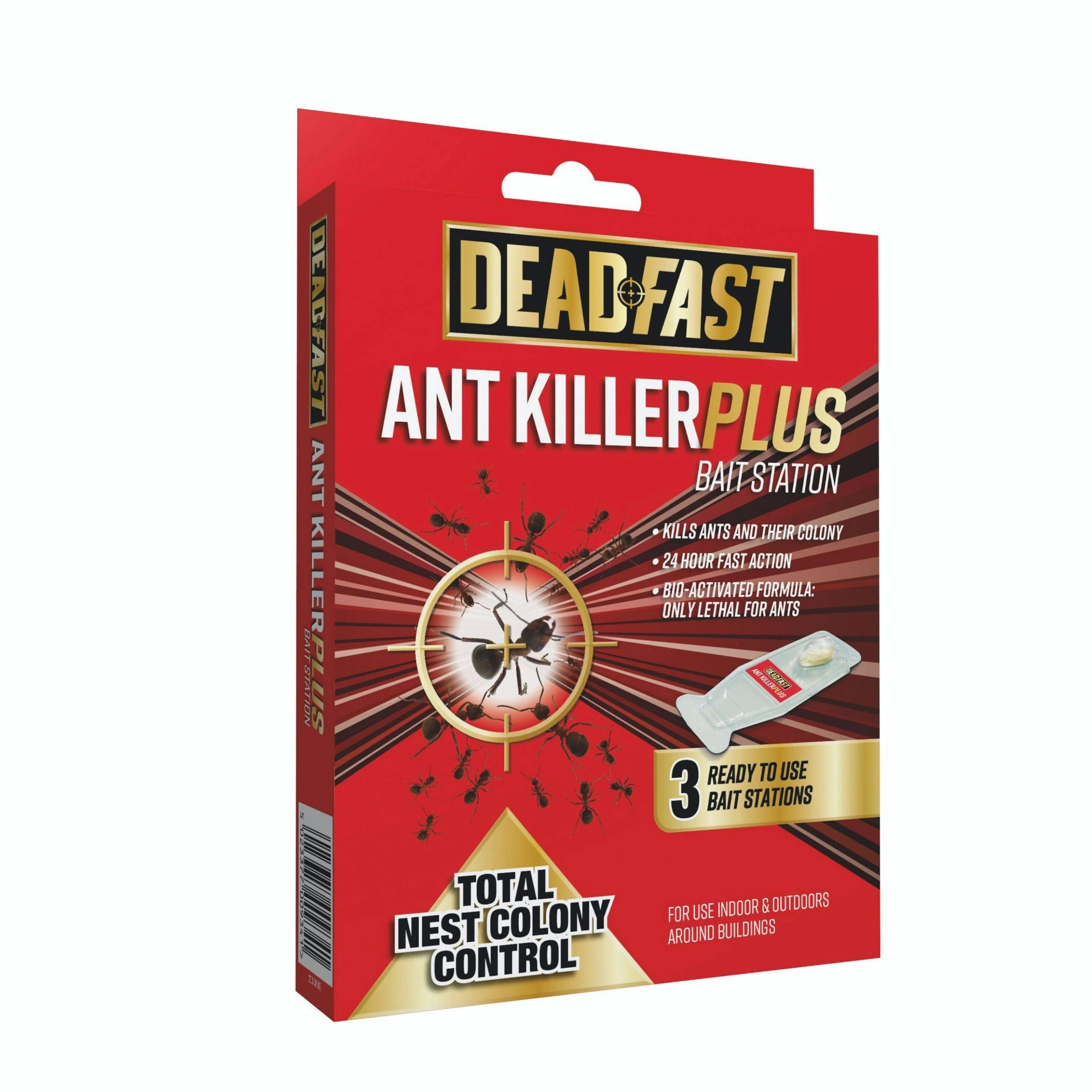Deadfast 20300502 Ant Killer Plus Bait Station 3 x 4g, Natural