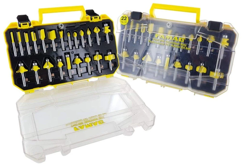 Famag Profi-Line Carbide Milling Cutter Set (22 Pieces Milling Cutter Set with Plastic Box, Flush Cutter/Prong Cutter/Groove Cutter/Groove Cutter/Profile Cutter/Writing Cutter …) 3382822