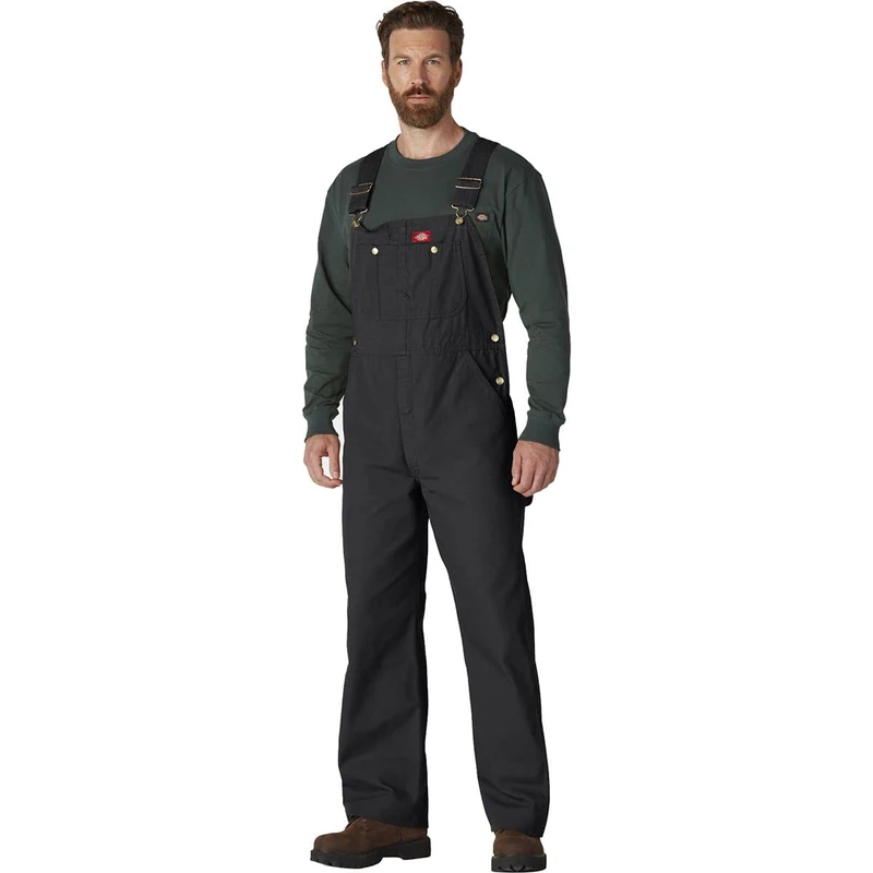 Dickies Men's Bib Overall, Rinsed Black, 34W / 34L