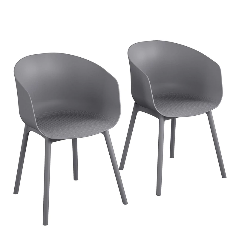 Novogratz York XL Dining Chairs, Indoor/Outdoor, Charcoal, Pack of 2 - Image 1