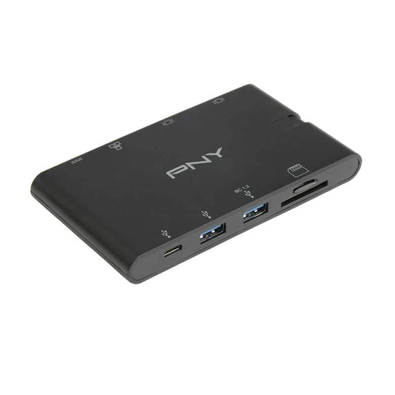PNY 9 in 1 Mini Portable USB-C Power Hub, Black