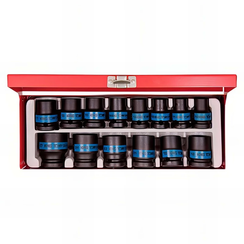 King Tony 4414MP Caja De Sockets De Impacto 1/2" for DIYers & Professionals, Built for Repair and Installation tasks, 14 Pieces