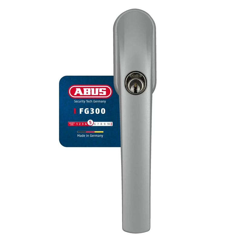 ABUS Lockable Window Handle FG300 AL0125 - Window Knob with Push Cylinder Simultaneous Locking - ABUS Security Level 5 - 89945 - Stainless Steel
