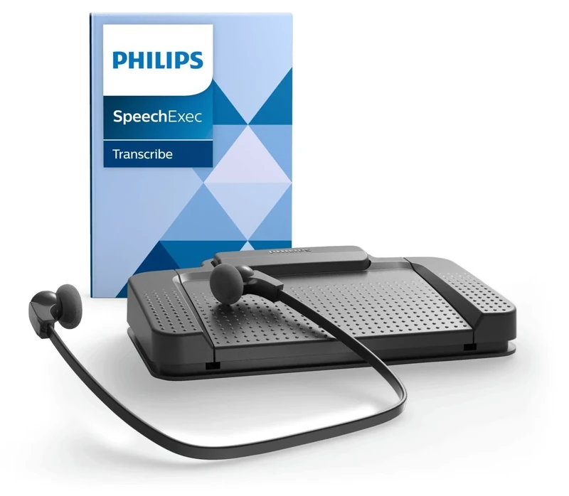 Philips LFH7177/06 SpeechExec Transcription Set, USB Foot Switch ACC2330, Stereo Lower Chin Headphones LFH0334, SpeechExec Transcribe Basic Software (2 Year Subscription)