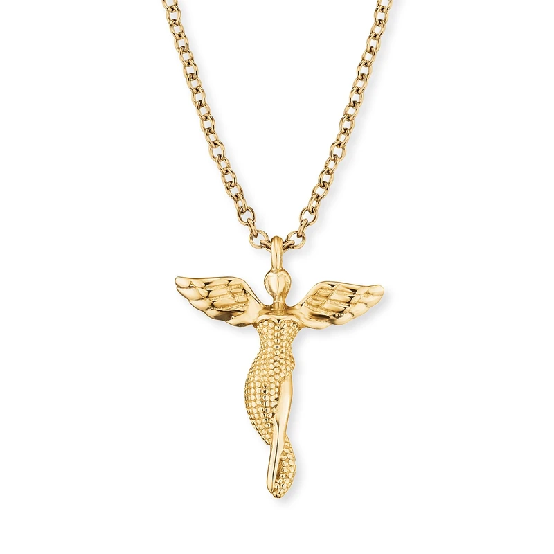 Angel Whisperer Women's Necklace Made of Sterling Silver with Angel Pendant – Lobster Clasp – Adjustable in Two Lengths – Nickel Free, Länge: 44 cm, Silver, No Gemstone