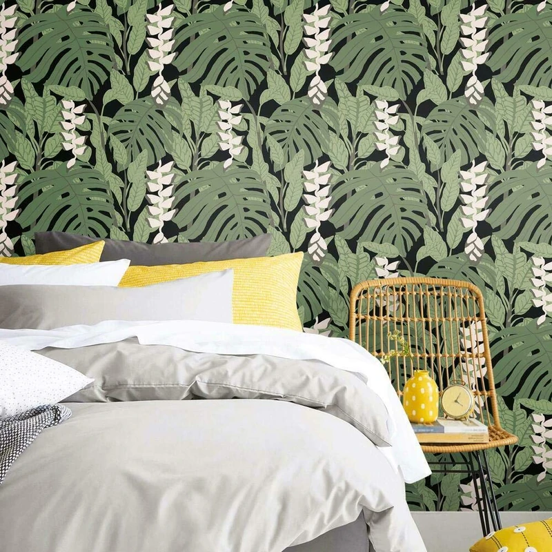 RoomMates RMK11530RL Finlayson Green and Black Bunaken Peel and Stick Wallpaper