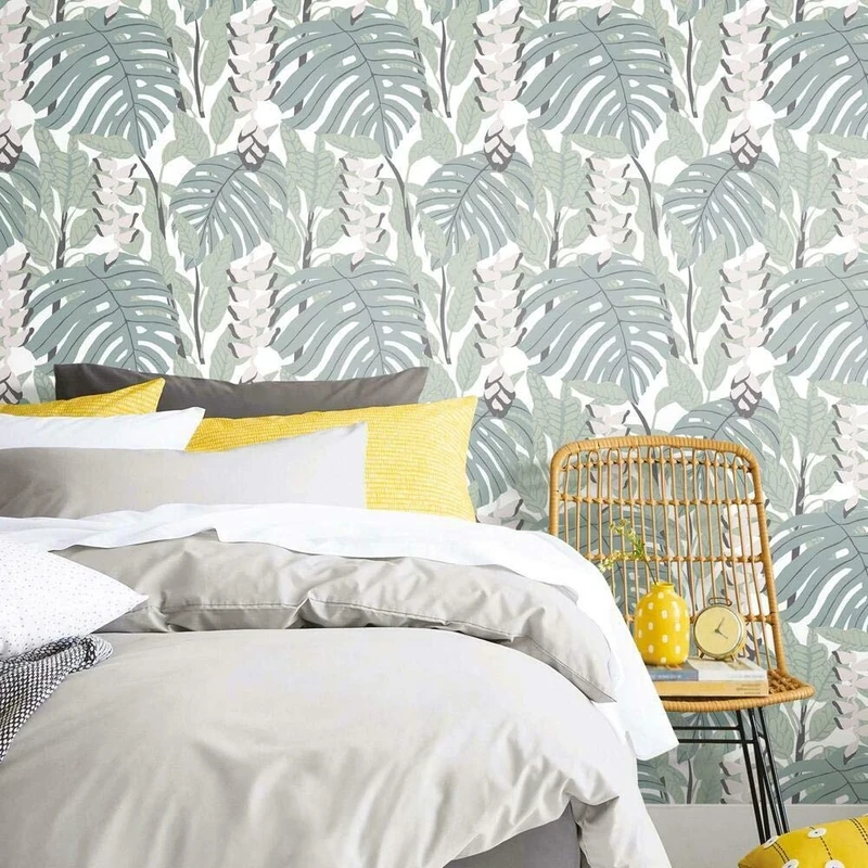 RoomMates RMK11529RL Green and Pink Bunaken Peel and Stick Wallpaper