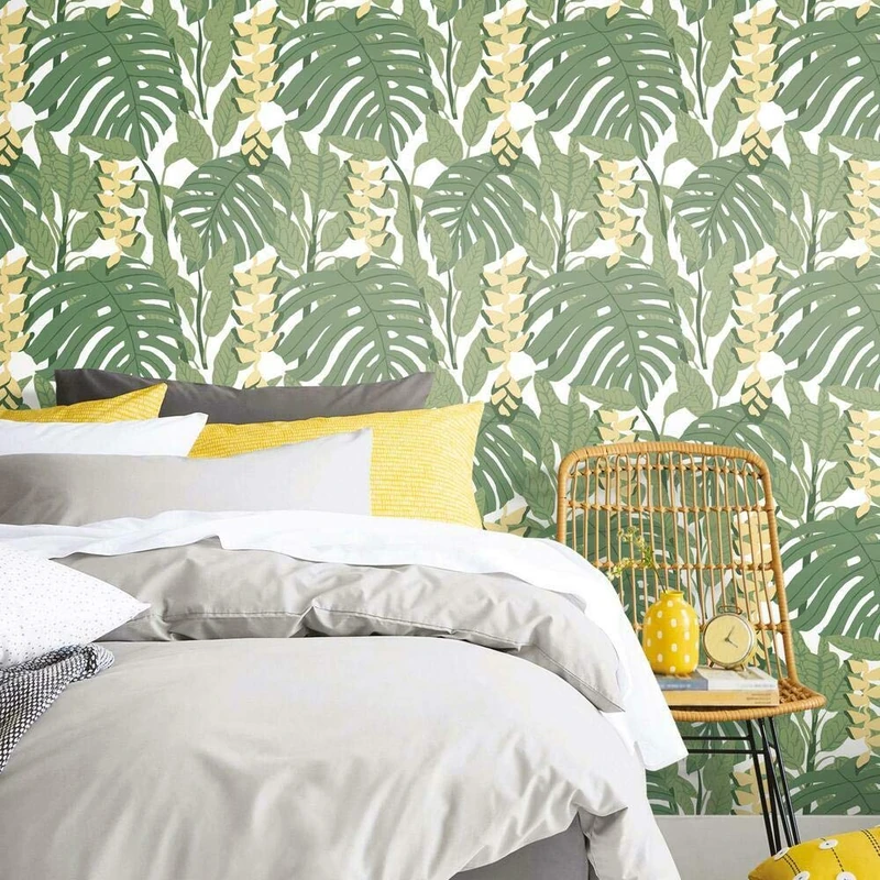 RoomMates RMK11531RL Finlayson Bunaken Green Yellow Self Adhesive Wallpaper