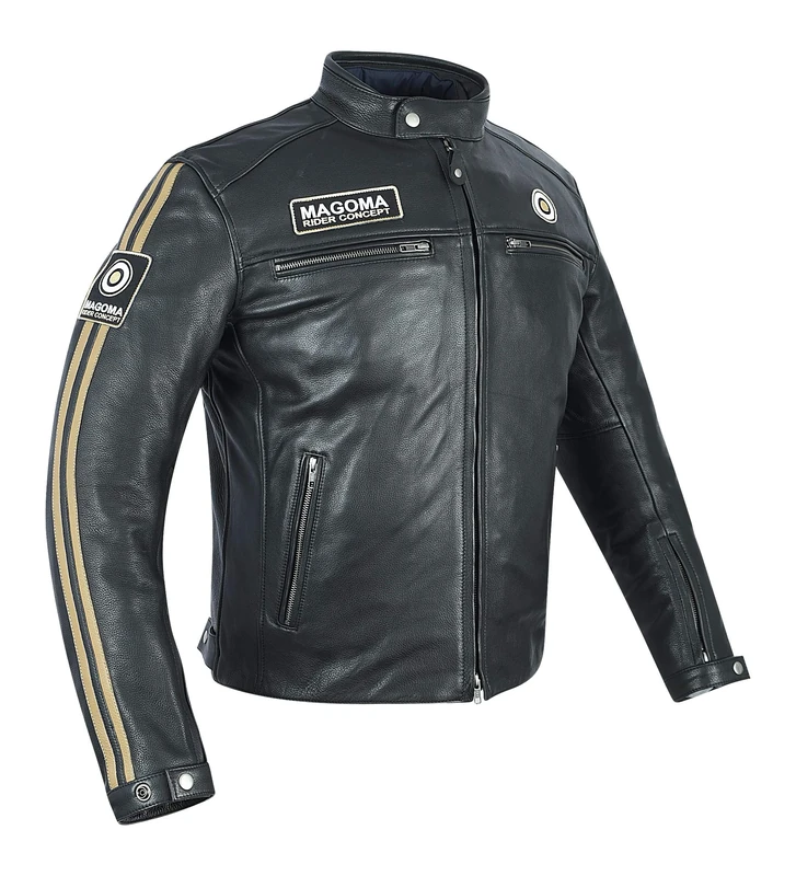 MAGOMA Brooklyn A++ leather jacket with motorcycle protectors, Black, S