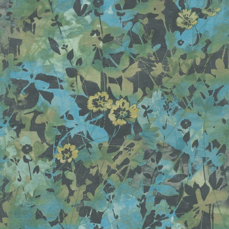 RoomMates RMK11565RL Self Adhesive Wallpaper Wildflower Shadow Green Yellow