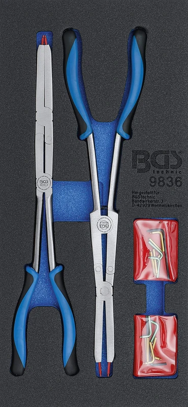 BGS 9836 | Tool Tray 1/3: Double-Joint Circlip Pliers Set | Exchangeable Tips | 345 mm