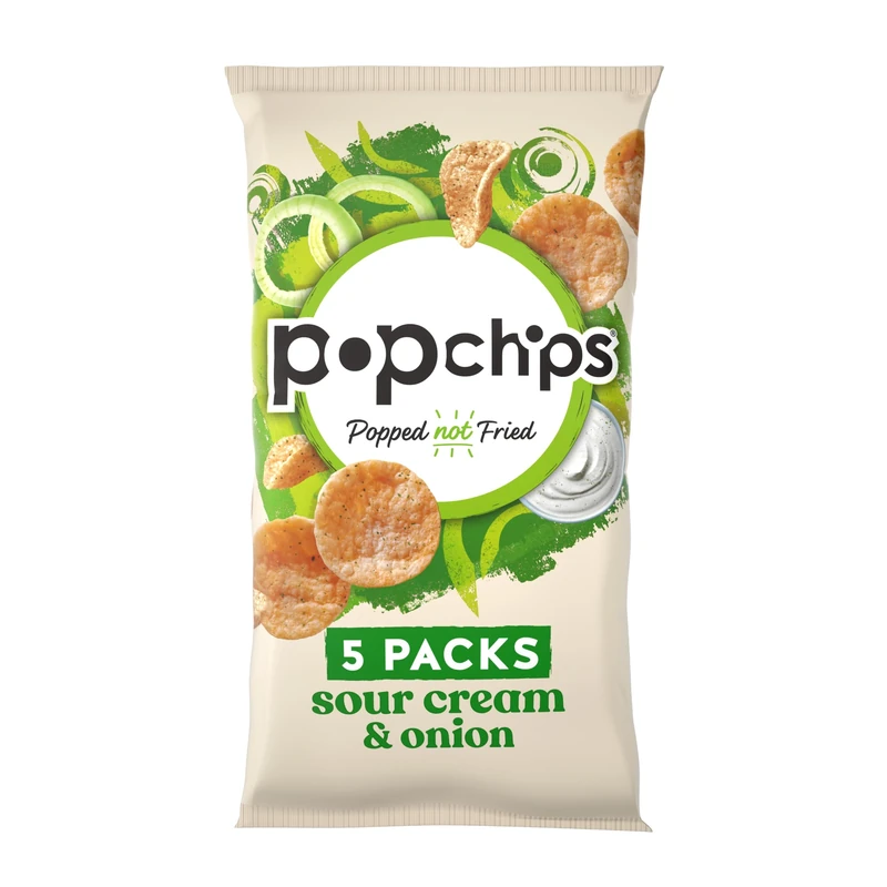 Popchips Sour Cream & Onion Multipack Crisps, 5 x 23g (Pack of 5)