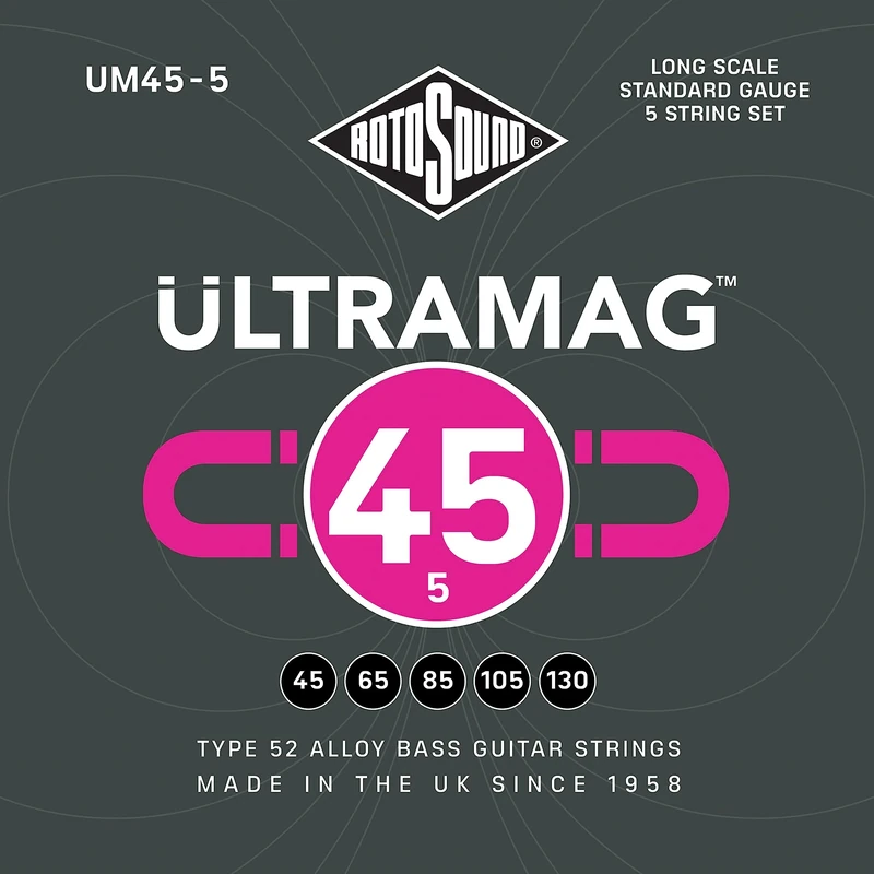 Rotosound strings for electric bass ULTRAMAG 52 ALLOY ROUNDWOUND 5-str. UM45-Standard 45-130, Grey