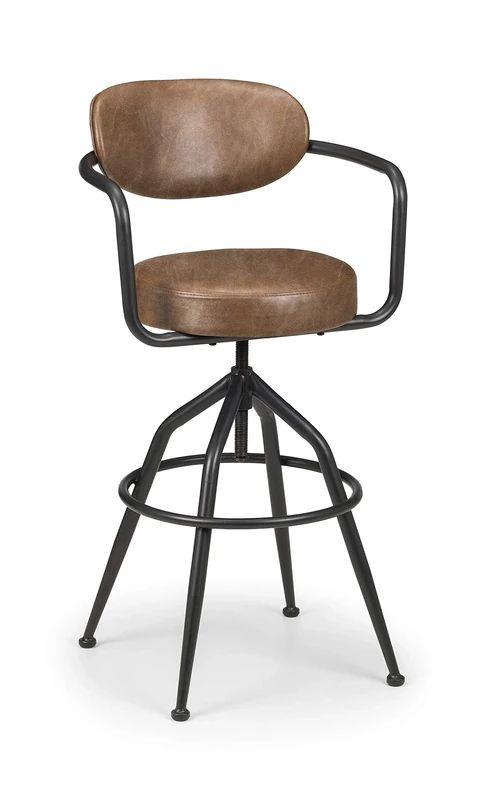 Julian Bowen Barbican Barstool, Black/Brown, Height: 100, Width: 55, Depth: 51cm