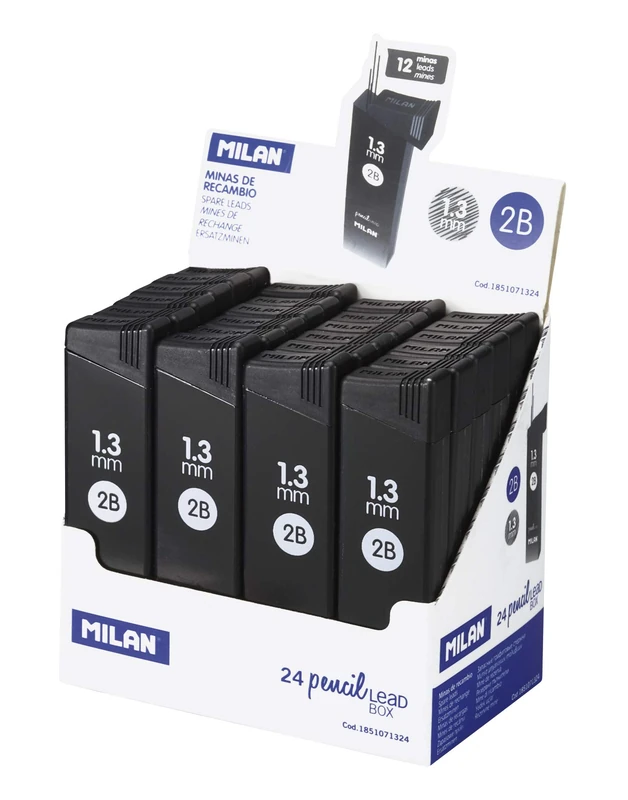 MILAN Box of 24 Tubes of 12 Refill Leads 1.3mm