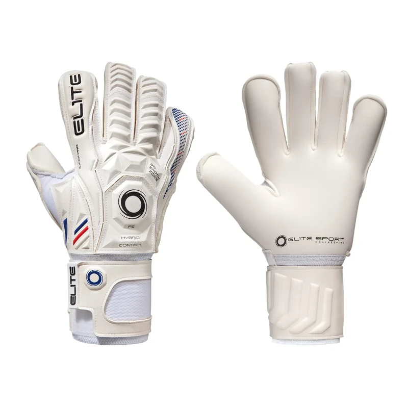 Elite Sports Goalkeeper Gloves with Double Wrapped Thumb and Durable Latex. Reinforced Backing Foam on the Shock Zone with AVM Fabric and 4 Removable Finger Protectors for Extra Finger Support.