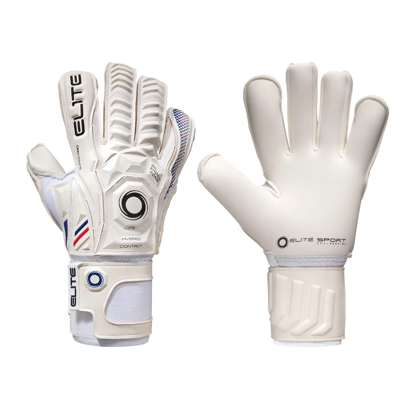 Elite Sports Goalkeeper Gloves with Double Wrapped Thumb and Durable Latex. Reinforced Backing Foam on the Shock Zone with AVM Fabric and 4 Removable Finger Protectors for Extra Finger Support.