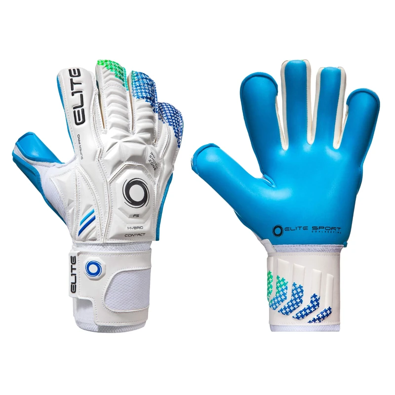 Elite Sports Goalkeeper Gloves with Double Wrapped Thumb and Durable Latex. Reinforced Backing Foam on the Shock Zone with AVM Fabric and 4 Removable Finger Protectors for Extra Finger Support.
