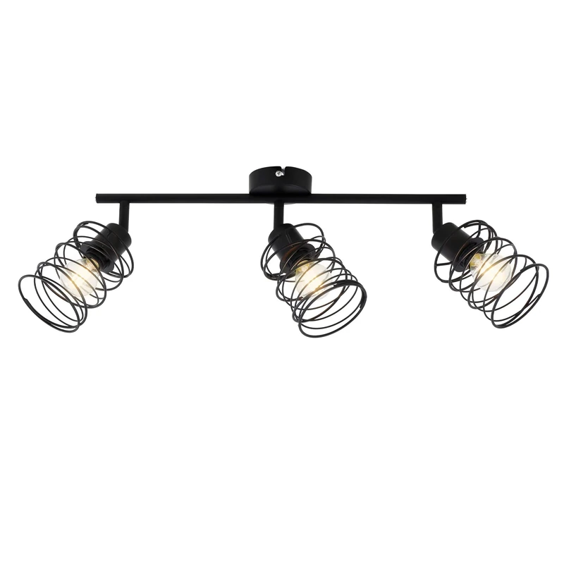 Briloner Leuchten - Spotlight, 3 lamp Ceiling Spotlight, Retro Ceiling lamp, Vintage, Adjustable Swivel-Mounted Spotlight, Black Steel, 3 x E14, max. 40 Watts, Metal, Black