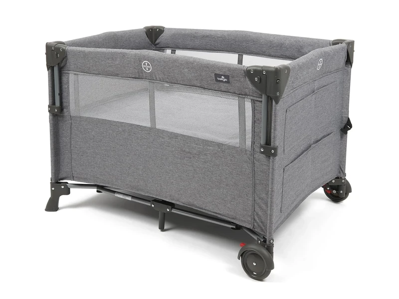 Babylo Deluxe Drop Side Co-Sleeper Bedside Travel Cot, Grey Mélange, Pack of 1