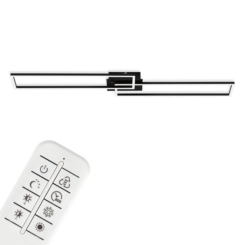 Briloner Leuchten - LED Ceiling Light, dimmable Ceiling lamp, incl. Remote Control, incl. Colour Temperature Control, incl. Night Light Function and Timer, Black, 1100 x 248 x 78 mm (LxWxH)