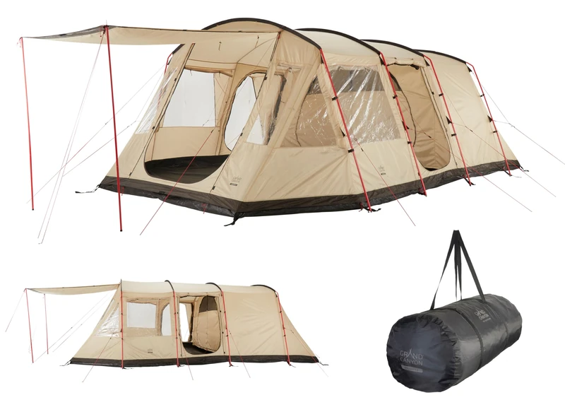 Grand Canyon DOLOMITI 6 - tunnel tent for 6 people | family/group tent with two sleeping areas | Mojave Desert (beige)