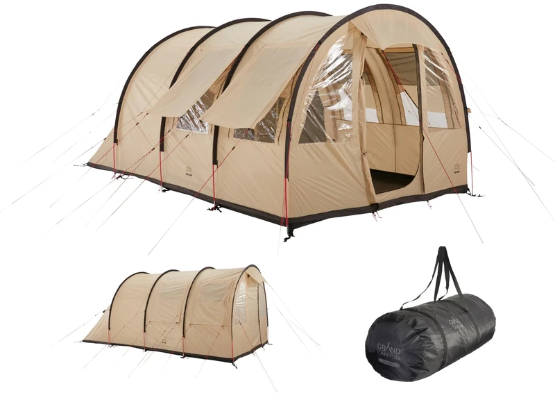 Grand Canyon HELENA 3 - tunnel tent for 3 persons | tent, family tent with two sleeping areas | Mojave Desert (beige)