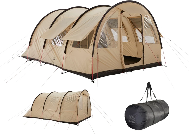 Grand Canyon HELENA 5 - tunnel tent for 5 people | family/group tent with two sleeping areas | Mojave Desert (beige)