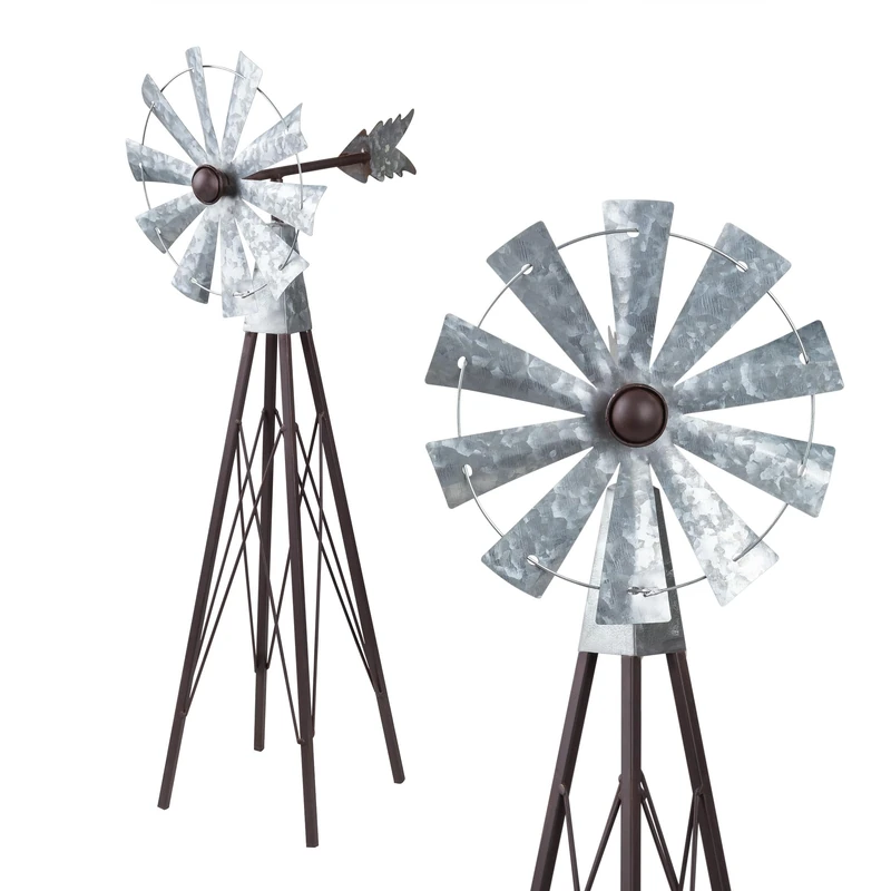 Alpine Corporation JUM368 Alpine Garden Stake Metal Wind Spinner, Bronze and Silver