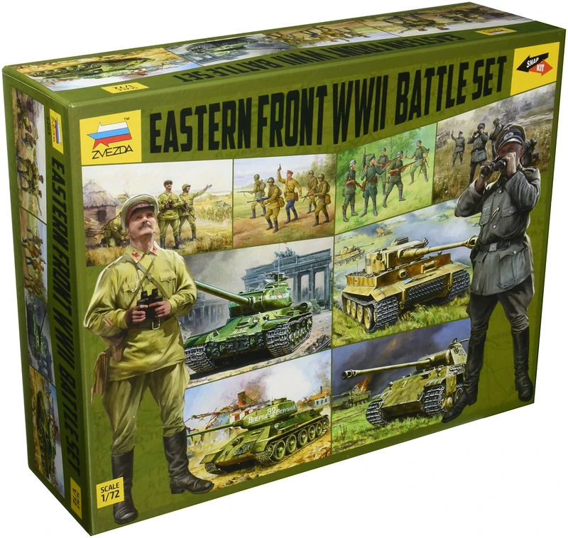 Zvezda 530005203 1:72 WWII Battle Set East Front, Model Kit, Plastic Kit, Assembly Kit, Detailed Replica, Multi-Coloured