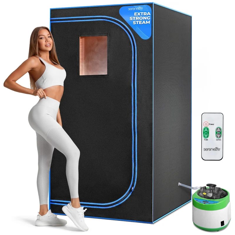 SereneLife Portable Steam Sauna Tent with Remote Control Timer - Home & Indoor Steam Sauna Experience