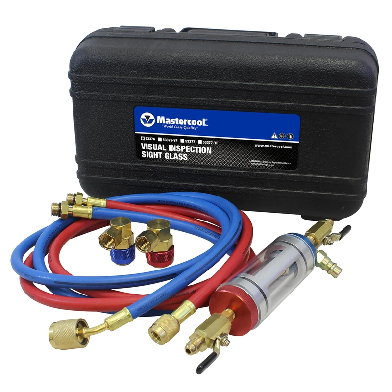 Mastercool 53376 R134a Visual Inspection Sight Glass with R134a Quick Couplers, Red/Blue, Extra Large