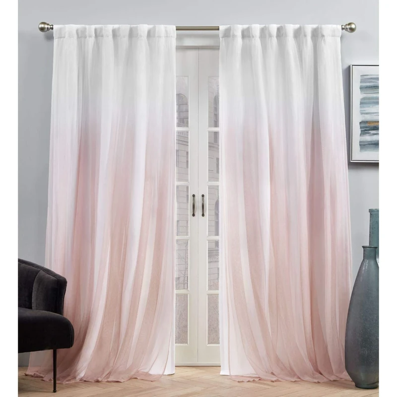 Exclusive Home Crescendo Lined Room Darkening Blackout Hidden Tab Curtain Panel Pair, 52"x84", Blush, Set of 2