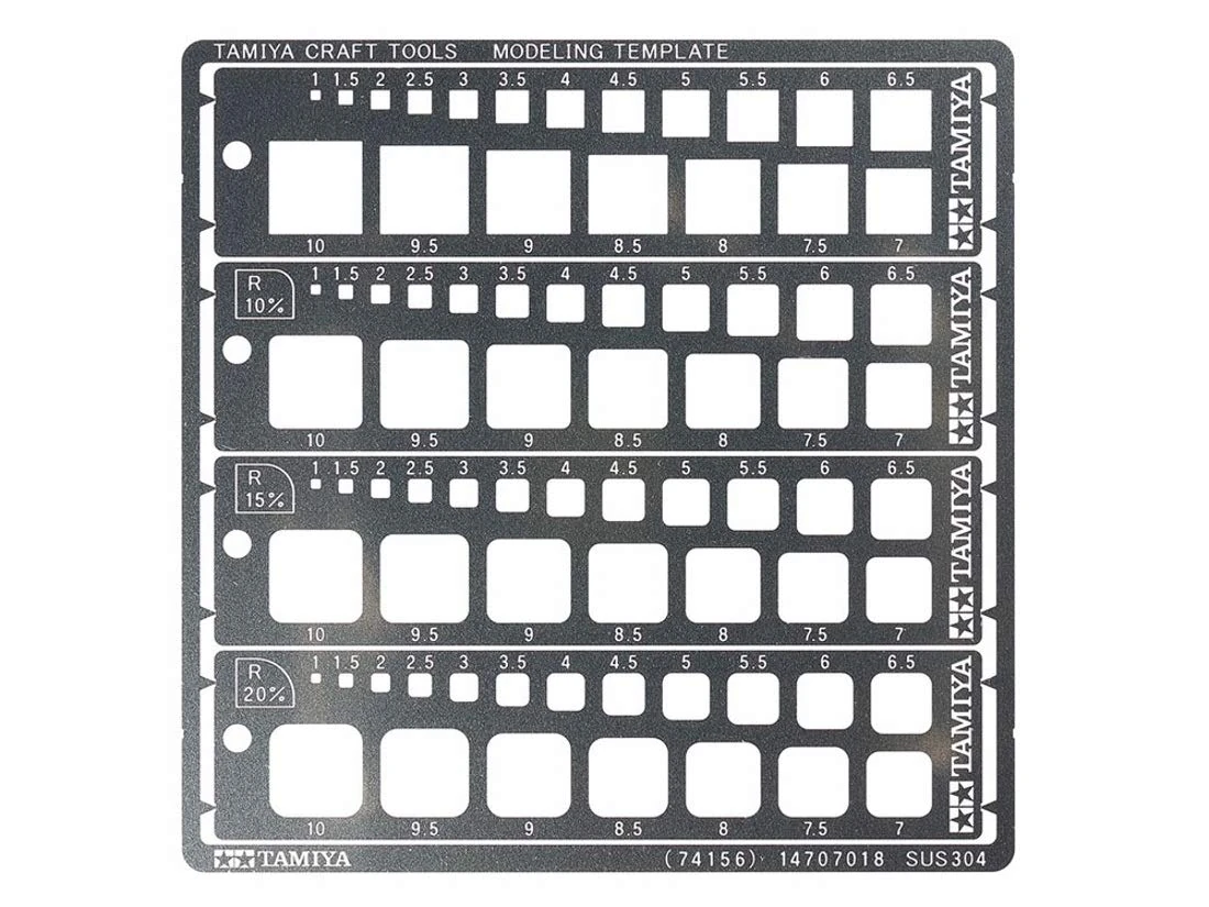 TAMIYA Modeling Square Stencil 1-10 mm (4) PE, Model Making, Accessories