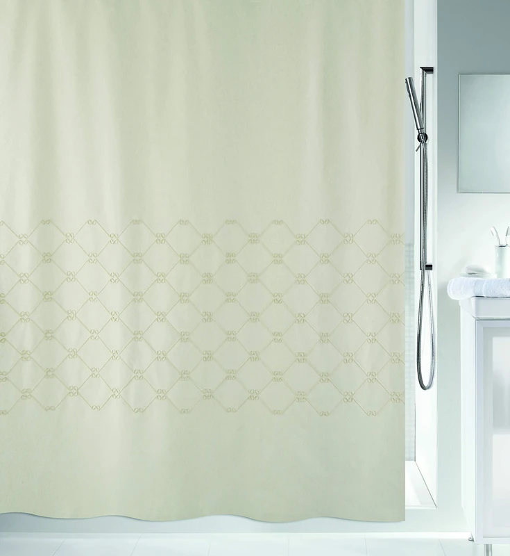 Spirella Trento Anti-Mould Shower Curtain, Anti-Bacterial, Washable, Waterproof, Polyester/Cotton, 180 x 200 cm, Stripes