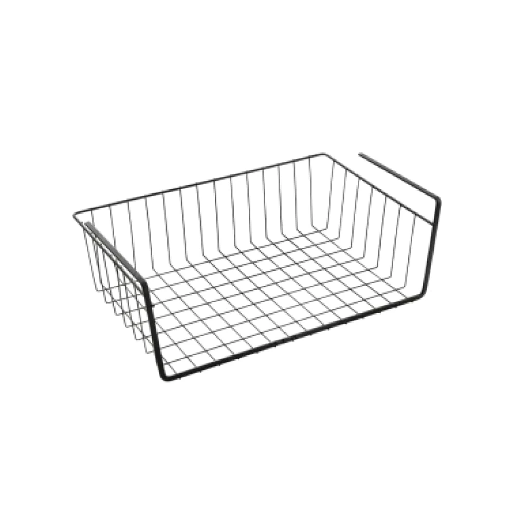 Metaltex Lava Kanguro - Under Shelf Storage Basket - Space-Saving Shelf Organiser - Undershelf Basket for Kitchen Essentials - With Touch-Therm Finish -40 x 26 x 14cm, Black