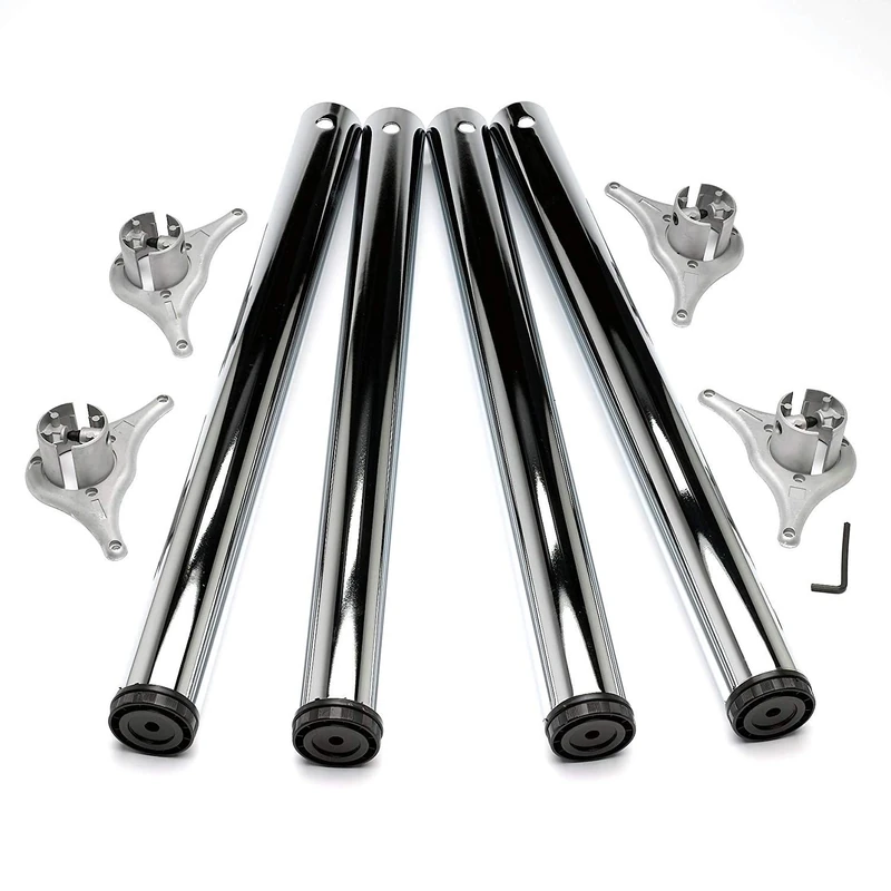 Merriway BH07589 (4 Pcs) Table Breakfast Bar Legs, Chrome Plated 60mm (2.3/8 inch) Diameter, Adjustable Height 710mm to 740mm (28.4 inch - 29.6 inch) - Pack of 4 Pieces