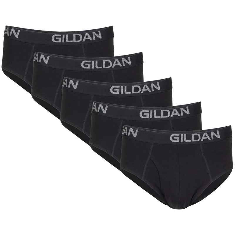 Gildan Men's Cotton Stretch Brief, Black Soot, Medium (Pack of 5)