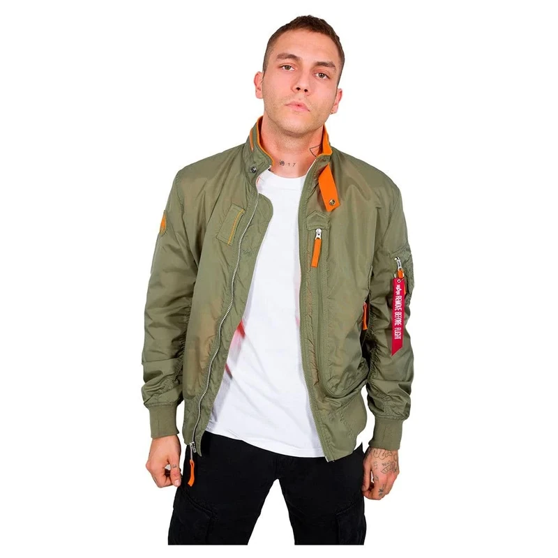 Alpha Industries Men's Wing Bomber Jacket, Olive, M