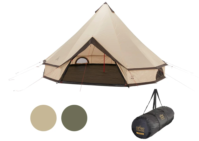 Grand Canyon INDIANA 10 - Round Tent for 10 people | Family Tent, Group Tent, Pyramid Tent, Tipi | Mojave Desert (beige)