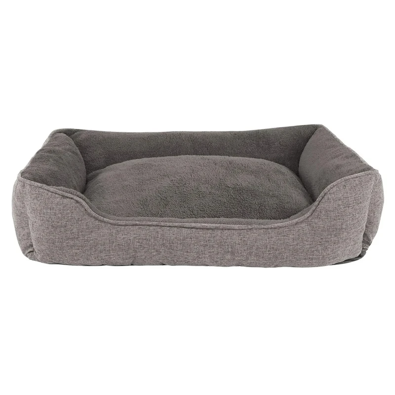 lionto Dog Cushion Mottled with Removable Cover, Cuddly Pet Bed with Comfortable Entry for Dogs and Cats, 110 x 80 cm, Soft Dog Bed with Non-Slip Base, Grey