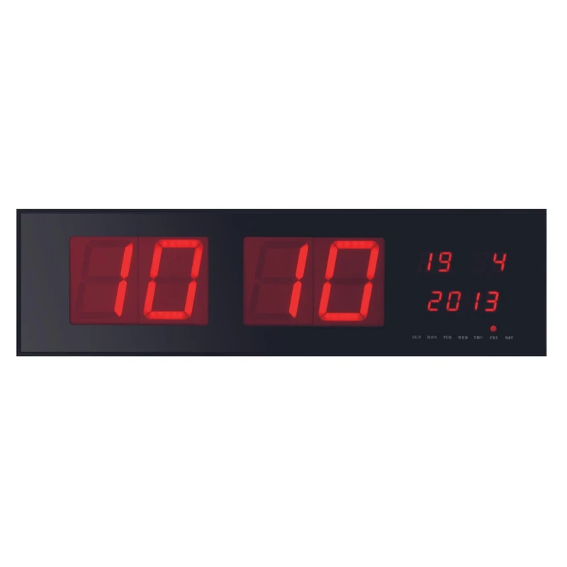 Perel Black Red LED Digital Wall Clock - Image 1