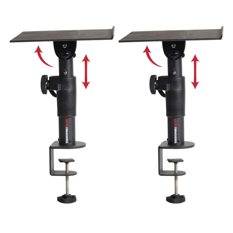 Gator Frameworks Desktop Clamp-On Studio Monitor and Speaker Stand - Set of 2 (GFWSPKSTMNDSKCMP)