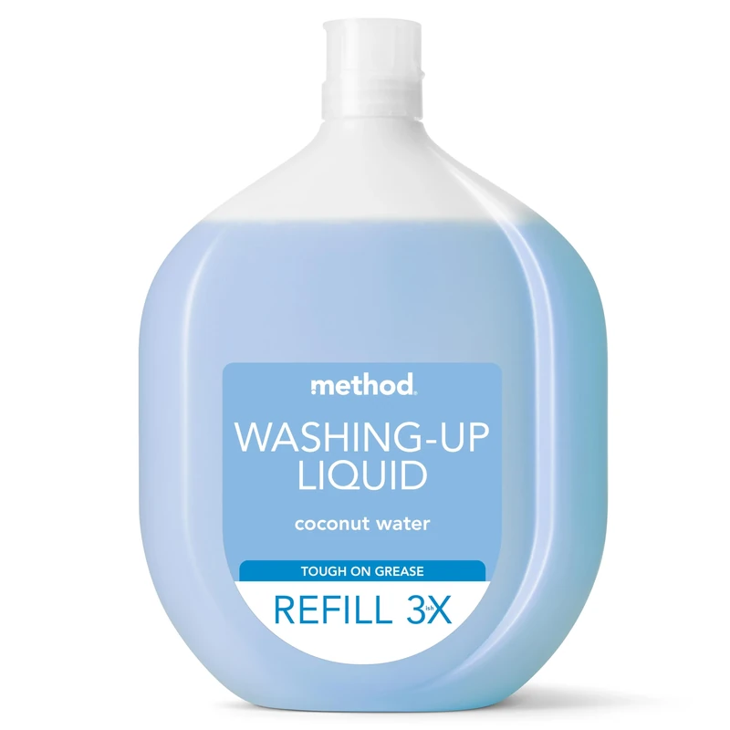Method Washing Up Liquid Refill, Washing Up Soap, Tough on Grease and Grime, Fresh Coconut Water Scent,1 x 1L