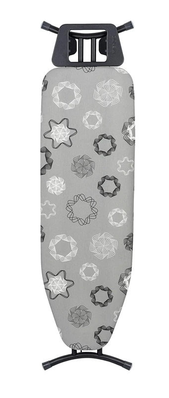 WENKO Classic Black Ironing Board, Suitable for Steam Ironing, Multiple Heights, 73-90 cm, Particularly Stable in Black, Diameter 22/28 mm, Ironing Surface 120 x 38 cm, 8 mm Padding