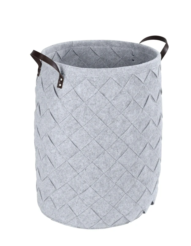 WENKO Trovo Laundry Hamper Capacity 75 litres, 100% Polyester, Grey, 40 x 40 x 60 cm
