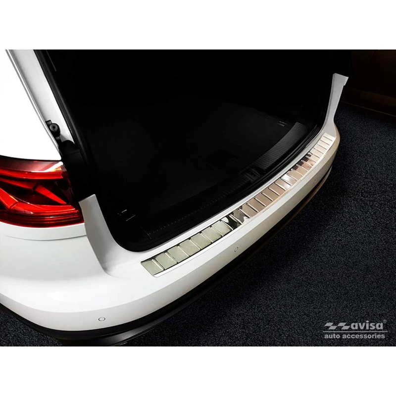 Avisa Stainless Steel Rear bumper protector compatible with Volkswagen Touareg III (CR7) 2018- Incl. Facelift 'Ribs' - Image 1
