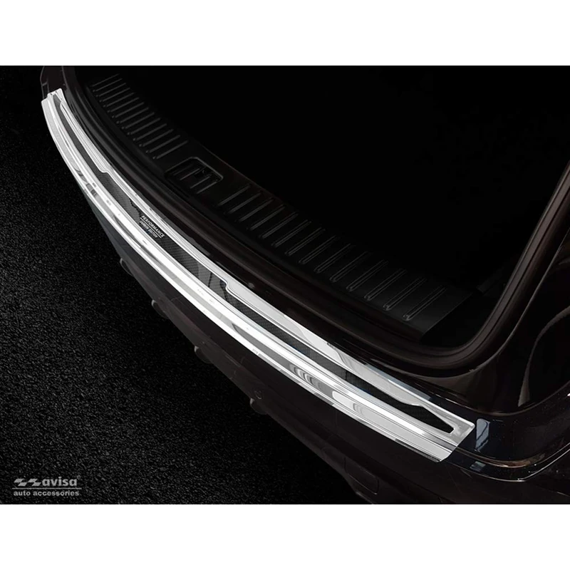 Avisa Stainless Steel Rear bumper protector 'Deluxe' compatible with Porsche Cayenne III 2017- 'Performance' Silver Mirror/Black Carbon