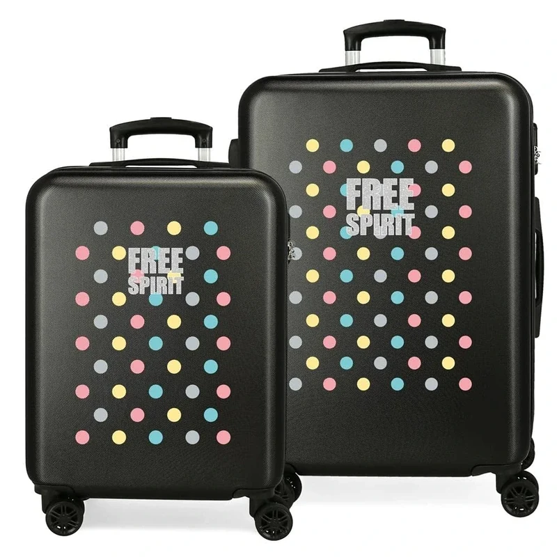 Movom Free Dots Black Luggage Set 55/68 cms Rigid ABS Combination lock 104L 4 double wheels Hand Luggage - Image 1