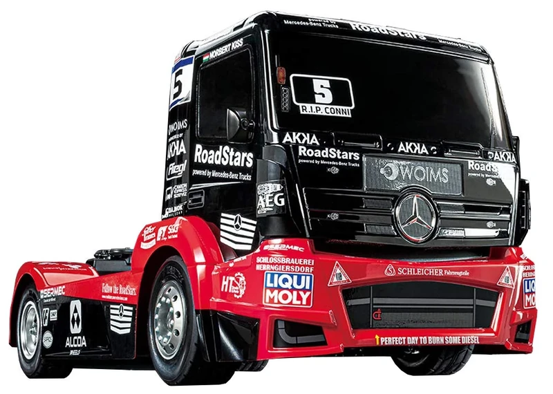 TAMIYA 58683 Mercedes-Benz 1:14 RC M-B Race Truck Actros MP4 TT-01E Remote Control Car/Vehicle Model Building Kit Hobby Crafts Model Assembly Red/Black